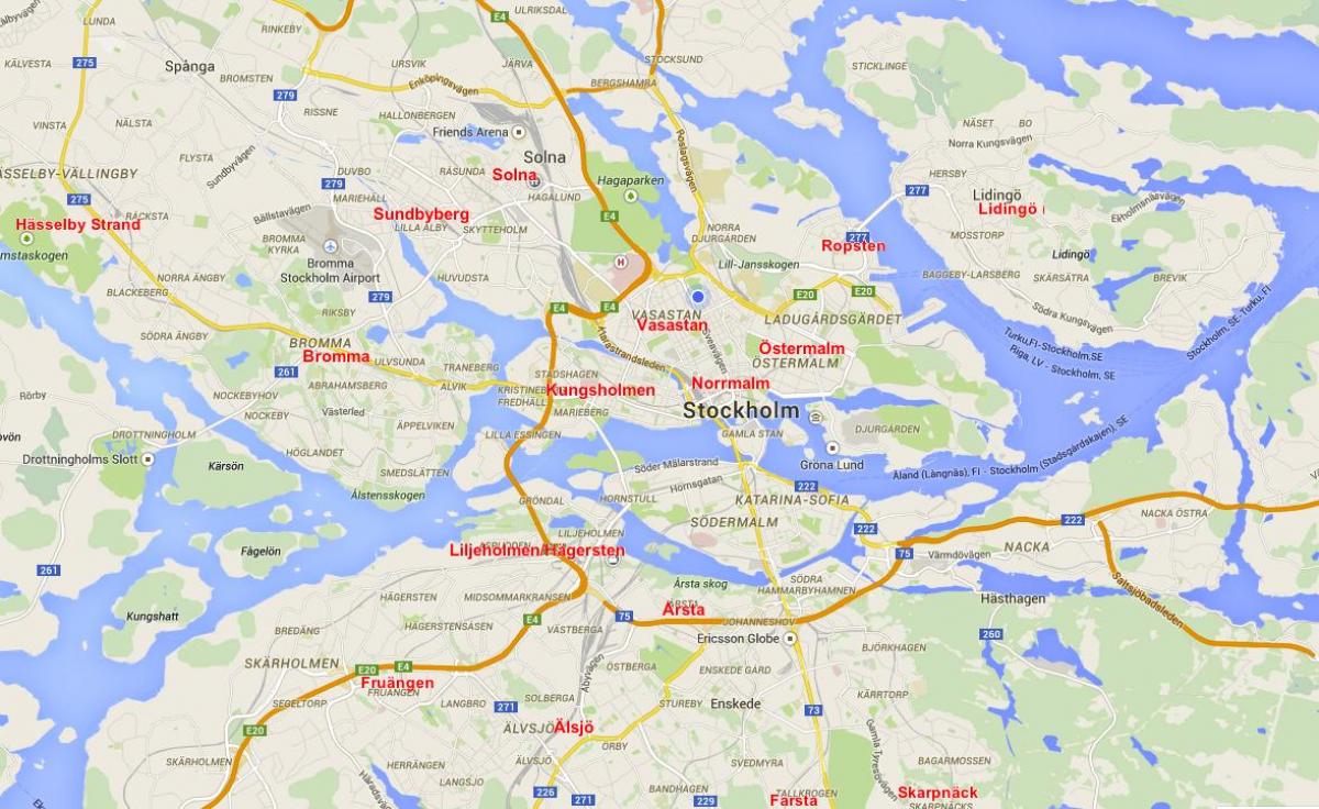 mapa de barrios de Estocolmo