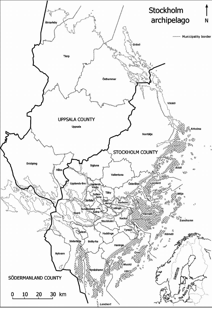 mapa del archipiélago de Estocolmo