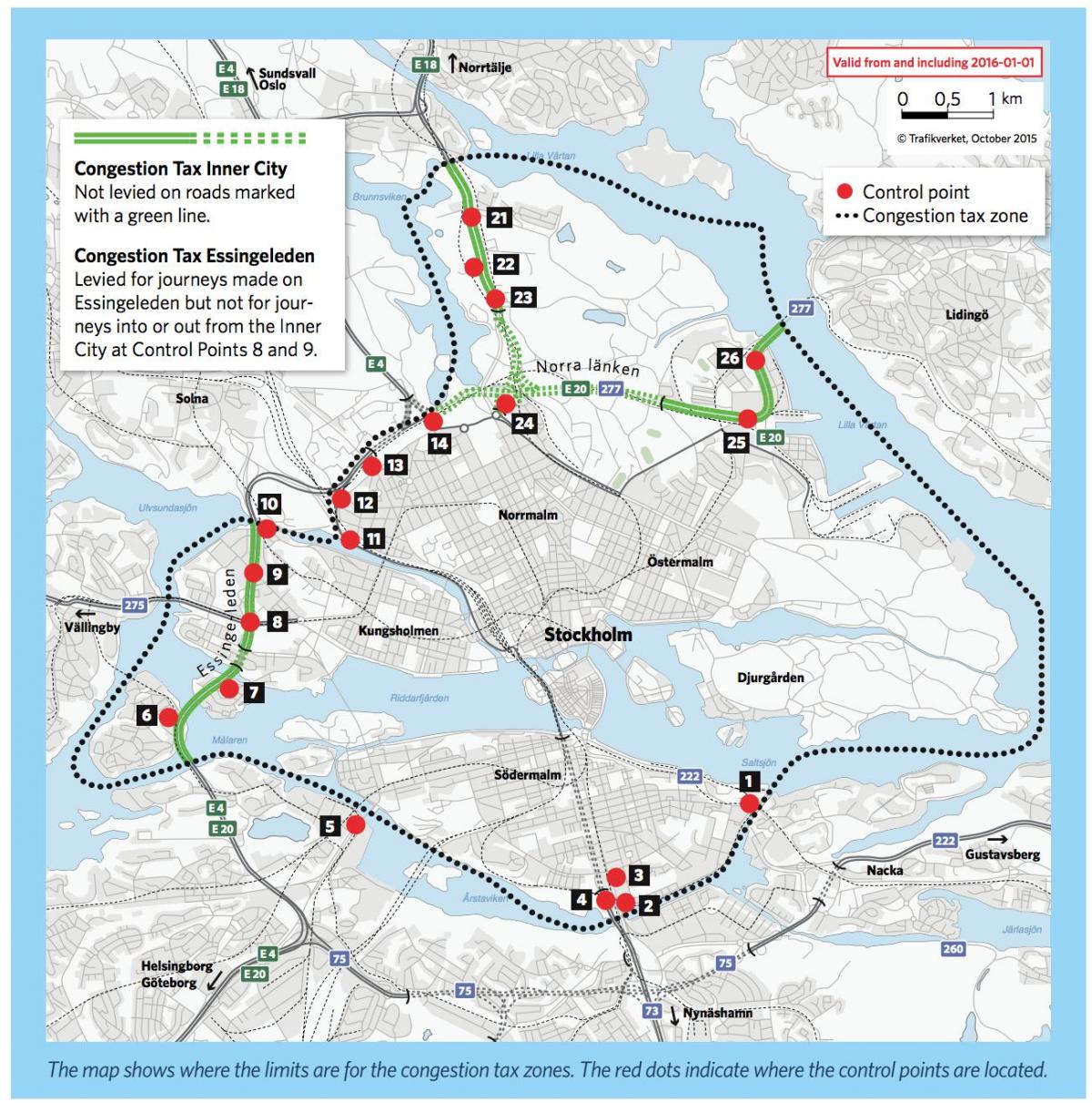 mapa de Estocolmo de la tasa de congestión