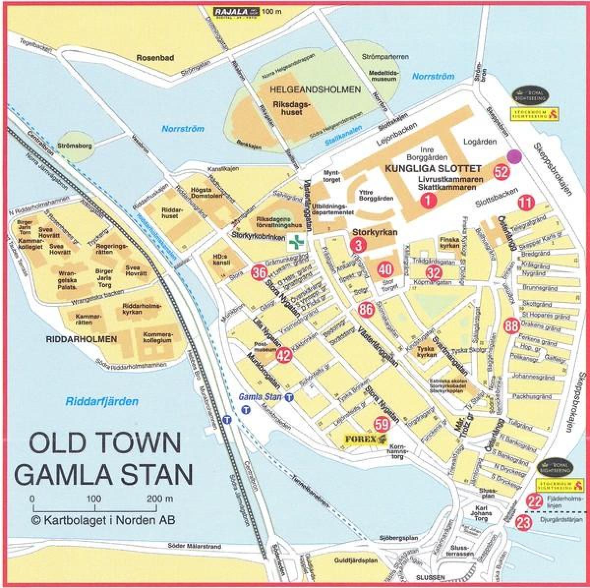 mapa de la ciudad vieja de Estocolmo, Suecia