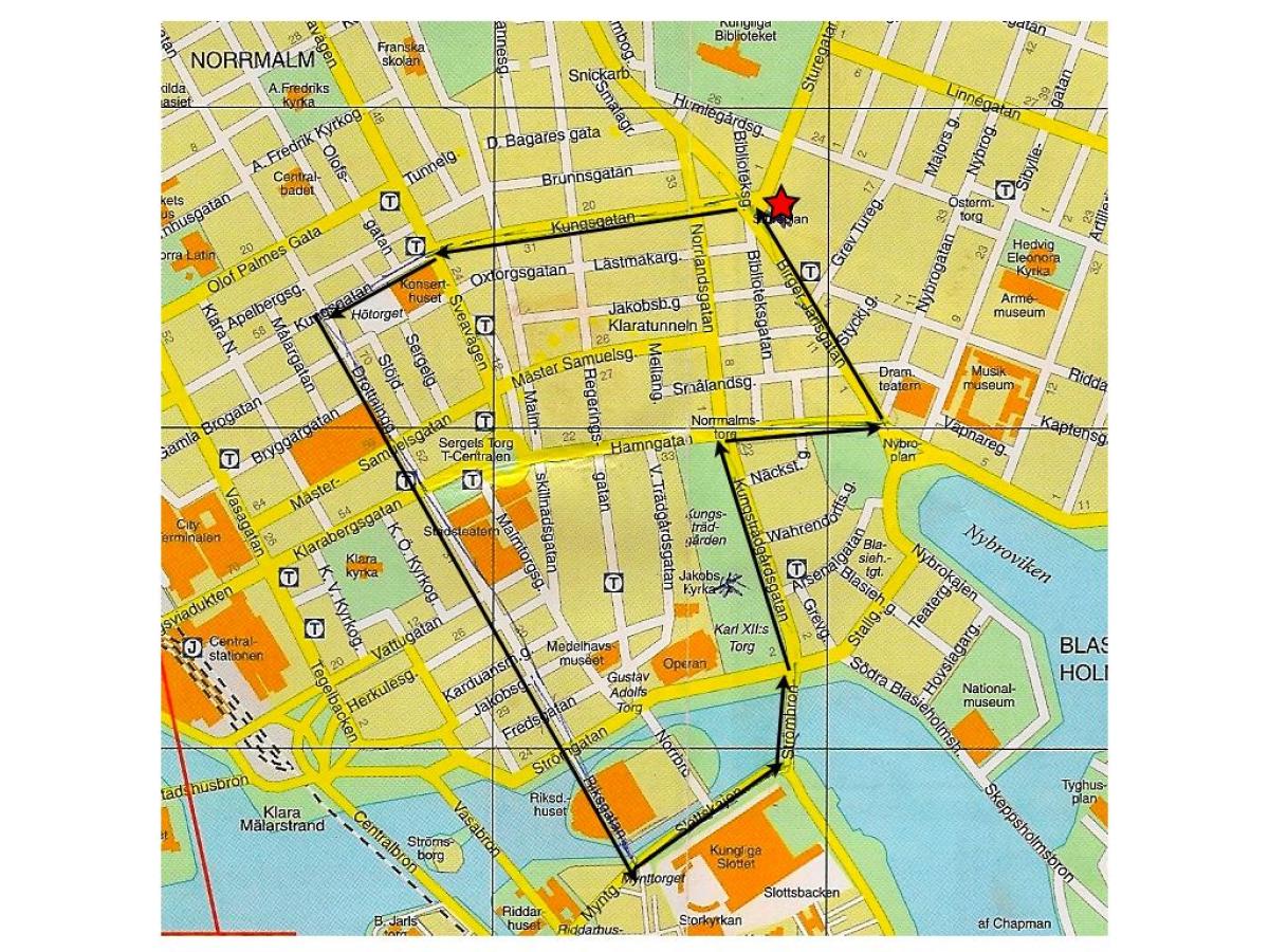 recorrido a pie de Estocolmo mapa