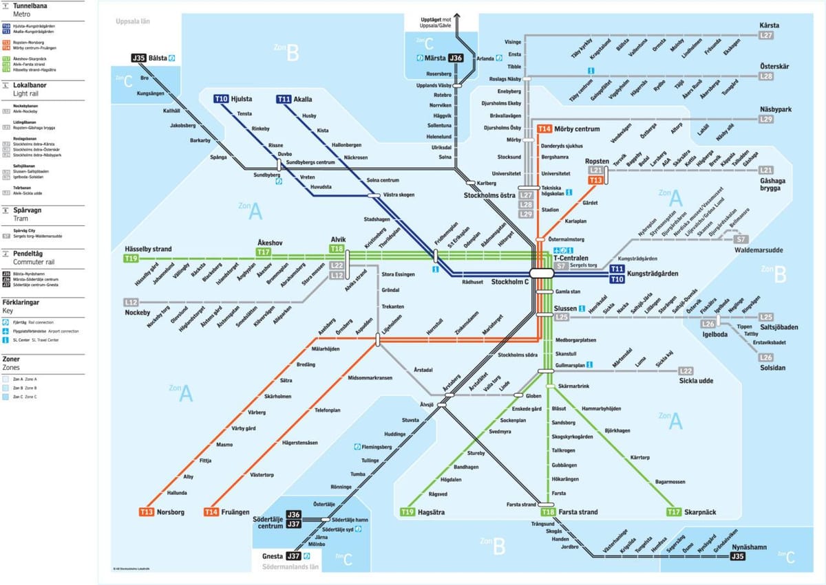 mapa de Estocolmo de tránsito