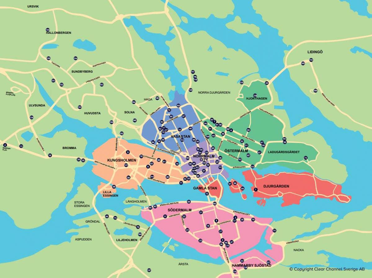 mapa de la ciudad en bicicleta mapa de Estocolmo