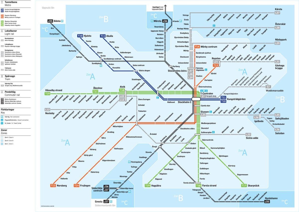 Stockholm central tren de la estación mapa