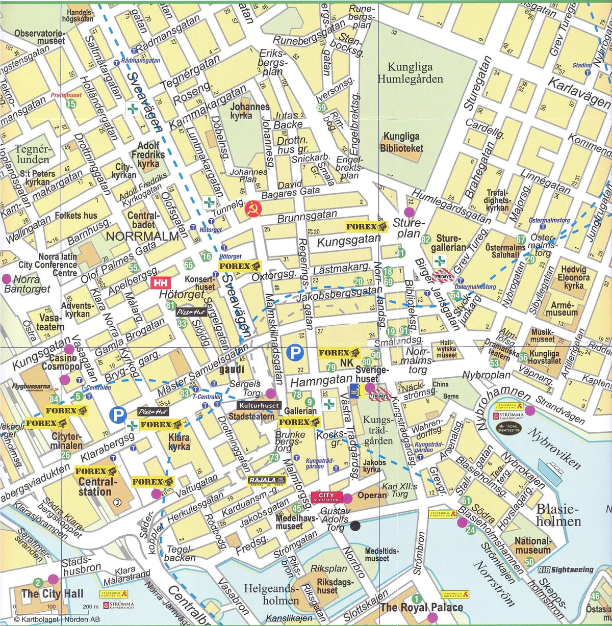 mapa de centro de la ciudad de Estocolmo