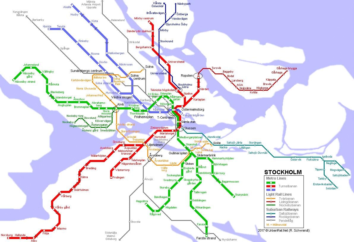 mapa del metro de Estocolmo