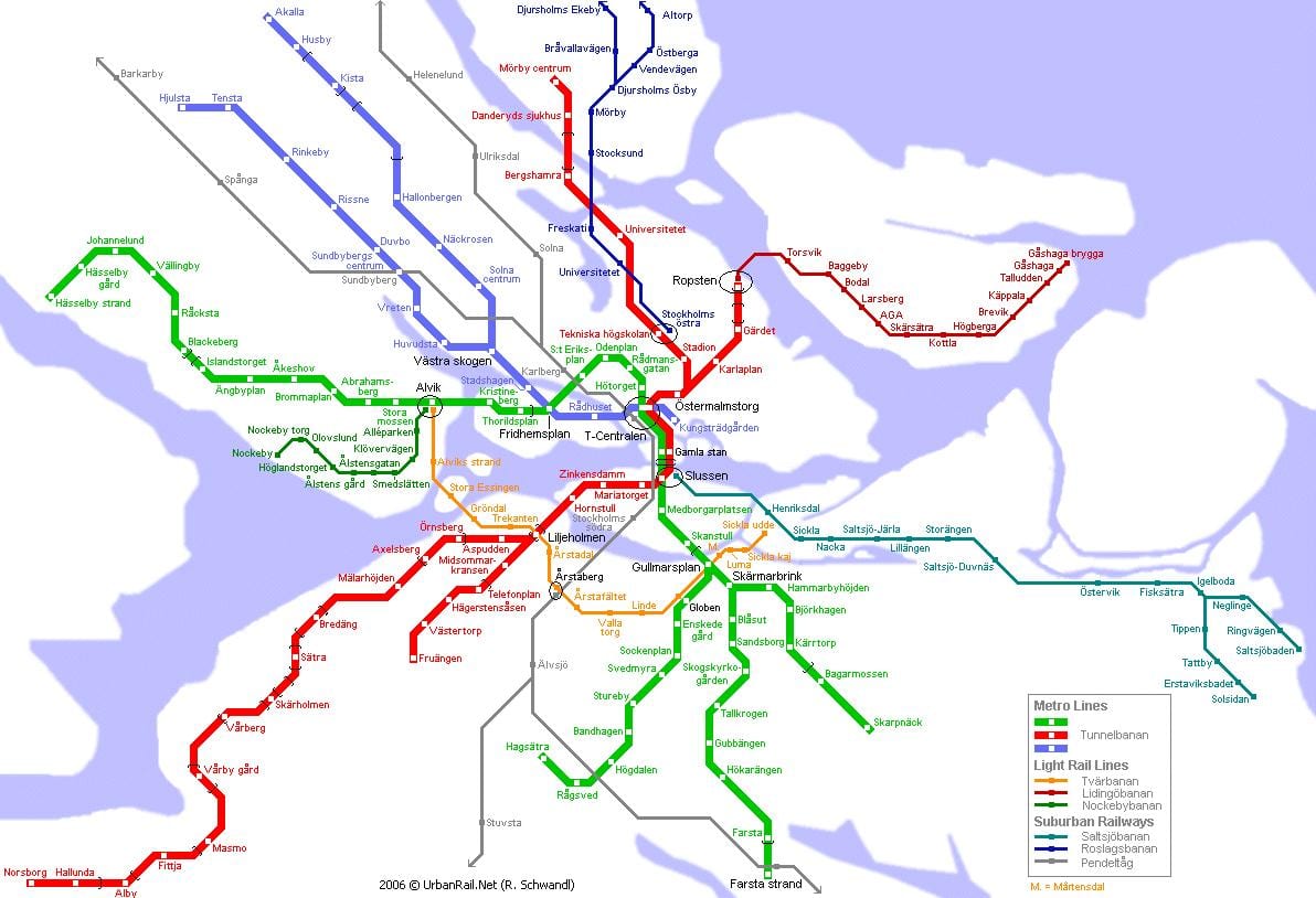 mapa de pendeltåg mapa de Estocolmo