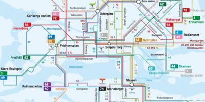 Estocolmo líneas de autobús mapa