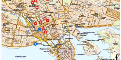 Mapa turístico de Estocolmo, Suecia